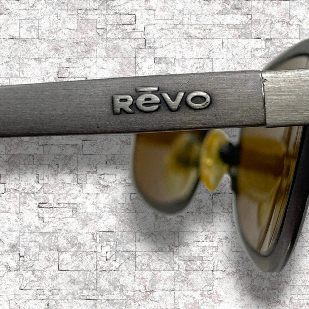 Vtg 90s Revo 1416/044 “City” Sunglasses Italy Gunmetal Brown Light Mirror Lenses